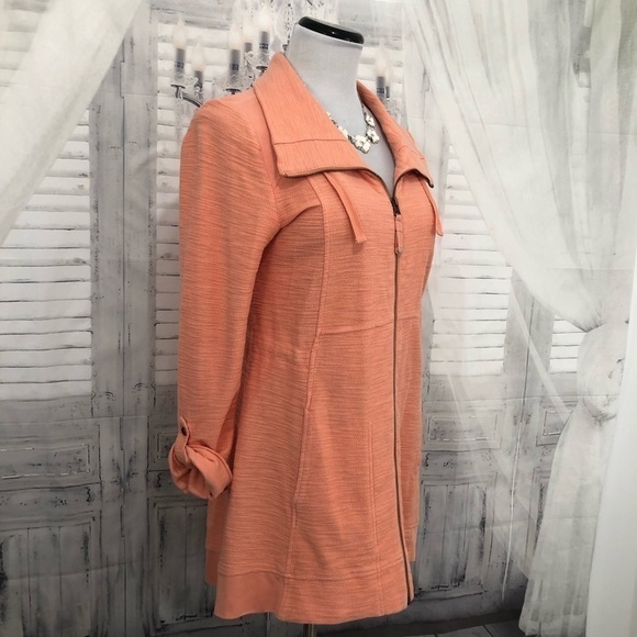Anthropologie Saturday Sunday Small Quinn Mid Length Jacket Zip Up Orange - Picture 8 of 16